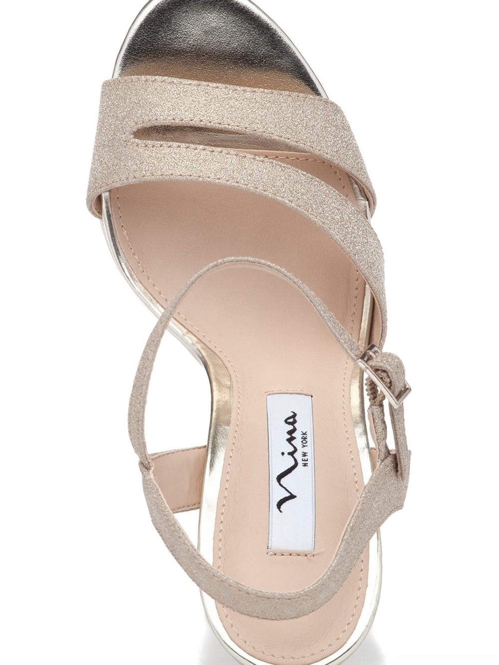 Nina Champagne Glitter Strappy Platform Sandal, Size 7 - Picture 4 of 11